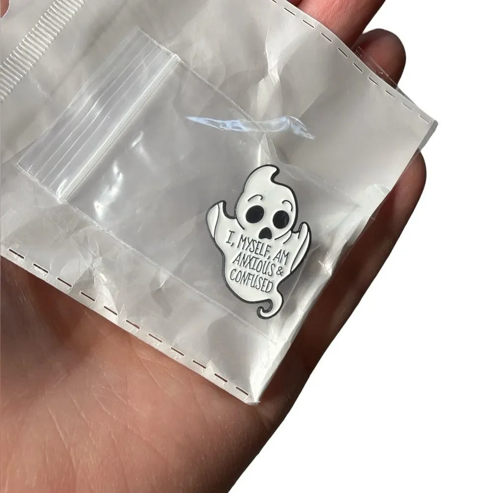 Anxious & Confused Ghost Pin NEW